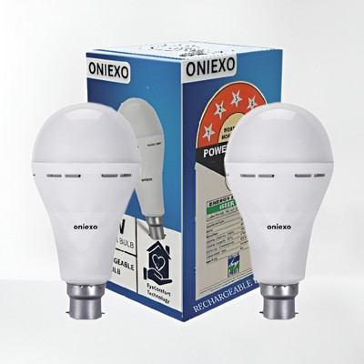 ONIEXO Pack of 2-Rechargeable 12W Emergency LED Bulb with Built-in Battery Backup 4 hrs Bulb Emergency Light(White)