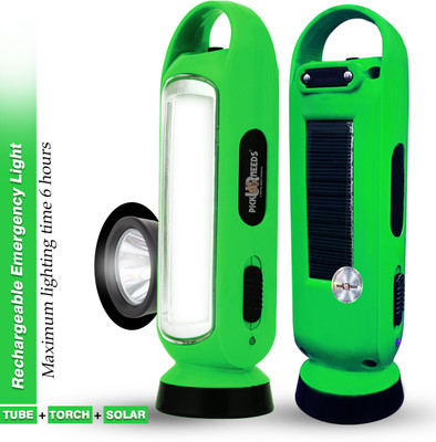 Daily Needs Shop Emergency Solar Rechargeable LED Long Range Torch Light With Long Battery Backup 4 hrs Torch Emergency Light(Green)