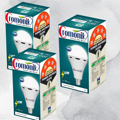 Cromonik Pack of 3-Ultra-Durable 12W Rechargeable LED Emergency Light 4 hrs Bulb Emergency Light(White)