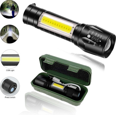 CICASTO Mini USB Rechargeable Flashlight for Safety and Travel Torch(Black, 10 cm, Rechargeable)