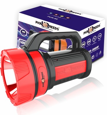 Pick Ur Needs Rechargeable 50W Long Range Torch Light With 2 Mode Front + Side Tube Emergency 5 hrs Torch Emergency Light(Red)