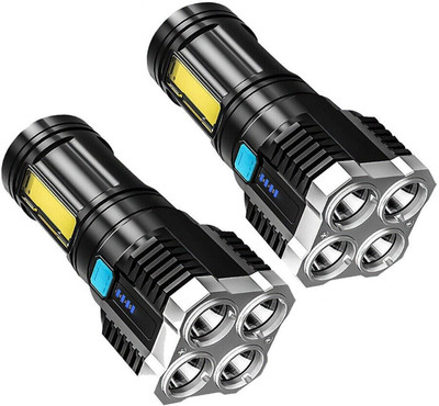 Wifton Super Bright USB 4 Core Emergency Flashlights 3 hrs Torch Emergency Light(Black)