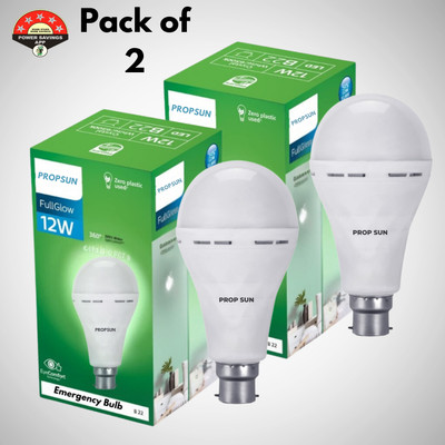 PROPSUN 12 W Inverter Round B22 Inverter Bulb(White, Pack of 2)