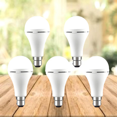 GUGGU Emergency 12W Inverter LED Bulb with 2000mAh Rechargeable Battery Pack of 5 Y414 4 hrs Bulb Emergency Light(White)