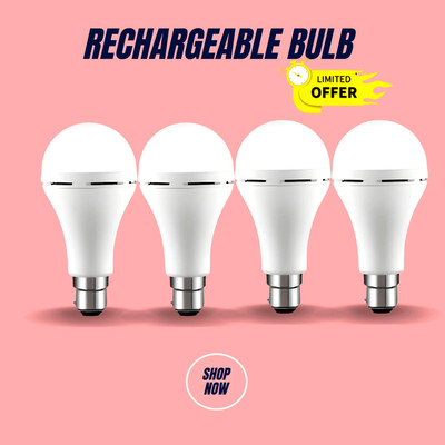 GUGGU Rechargeable Emergency Bulb Inverter Bulb for home 3Hr battery backup_Pack4 L263 3 hrs Bulb Emergency Light(White)