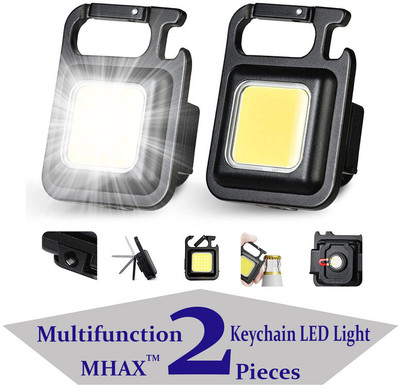 SebonCare (Pack Of 2 ) Bright Mini Keychain Light_ Small Led Flashlight USB Rechargeable_S 1 hrs Torch Emergency Light(Black)