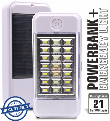Sunaze Rechargeable Dual Mode Solar + USB Charge 21 Big SMD LED Mobile Charging Port 3 hrs Torch Emergency Light(White)