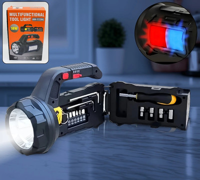 WunderVoX 5 in 1 MultiFunctional LED Torch light with 14 pcs Tool Kit 10 hrs Torch Emergency Light(Black)