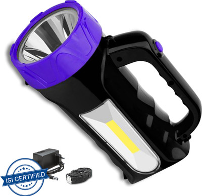 Pick Ur Needs 50 watt Laser With Side Emergency Light Blinker Rechargeable Waterproof Bright Torch 6 hrs Torch Emergency Light(Black)