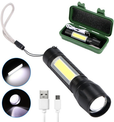 Zeno volt A102 M212 ZOOMABLE METAL LED TORCH)5 Modes Flashlight, Super Bright 12 W 3 hrs Torch Emergency Light(Black)
