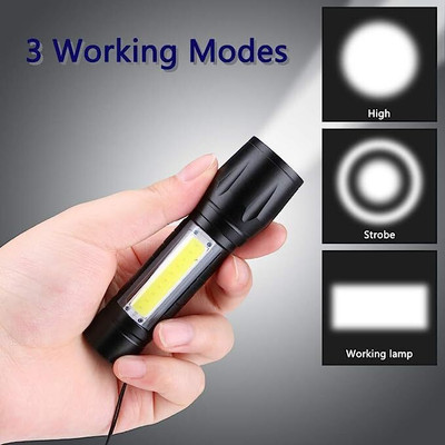 NKL Metal LED COB light High quality ,Super Bright ,Waterproof 3 Light Modes 1014 Torch(Black, 4 cm, Rechargeable)