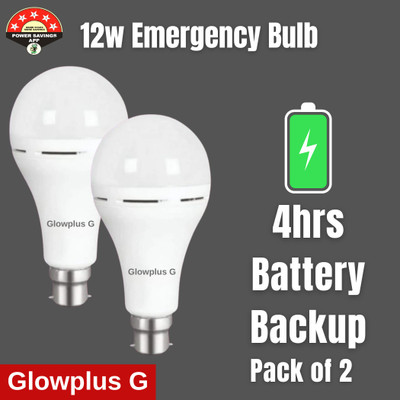 Glowplus G Pack of 2 – Energy Efficient 12W Emergency Light Bulbs 3 hrs Bulb Emergency Light(White)