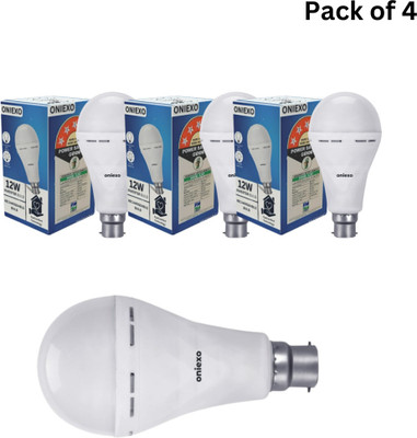 ONIEXO Pack of 4-Rechargeable 12W LED Bulb with Quick Charging and Bright Lighting 4 hrs Bulb Emergency Light(White)