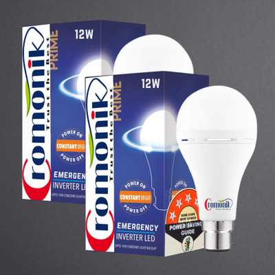 Cromonik (Pack of 2)-Multi-Use Rechargeable 12W LED Bulb 4 hrs Bulb Emergency Light(White)