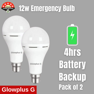 Glowplus G Dual 12W Emergency Bulbs – Light Up During Outages 3 hrs Bulb Emergency Light(White)