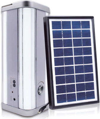 Pick Ur Needs 4 Side Tube 2 Mode Extra High Bright Tube Solar Charging Support Mobile Charging 8 hrs Lantern Emergency Light(Silver Lantern)