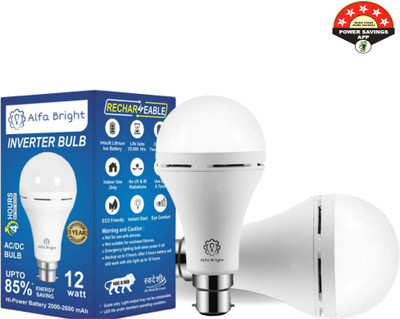 Alfa Bright Long-Lasting 12W LED Bulb for Power Outage Preparedness 4 hrs Bulb Emergency Light(White)