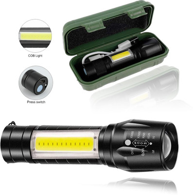 CICASTO High Power USB Flashlight for Camping and Emergency Torch(Black, 10 cm, Rechargeable)