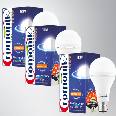 Cromonik (Pack of 3)-Rechargeable Emergency 12W Light Bulb 4 hrs Bulb Emergency Light(White)
