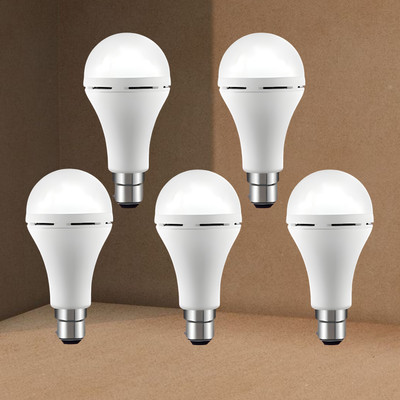 FRONY Emergency 15W Inverter LED Bulb with 1200mAh Rechargeable Battery Pack of 5 L171 4 hrs Bulb Emergency Light(White)