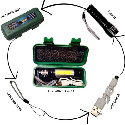 HASRU GREEN BOX with cob 1 hrs Torch Emergency Light(Black)