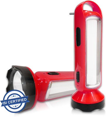 Pick Ur Needs Emergency LED Torch Rechargeable Lantern 5W +18 Bright SMD Tube 1600mAH Perfect Flashlight 20 hrs Torch Emergency Light(Red)
