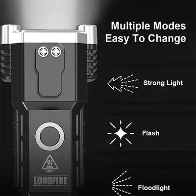 Wifton Multifunctional LED Rechargeable Torch Flashlight 5 hrs Torch Emergency Light(Multicolor)