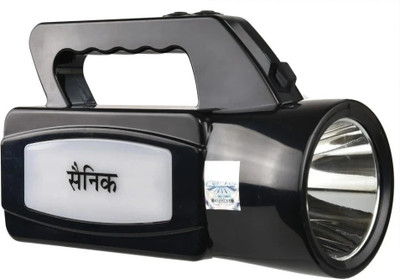 GLOBEAM Sainik Kisan Charging Battery with Long Range 15 hrs Torch Emergency Light(Black)