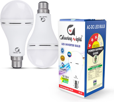 Glowing Night Rechargeable inverter bulb AC/DC bulb B22 4 hrs Bulb Emergency Light(White)
