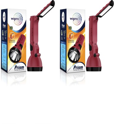 Wipro Prism Rechargeable LED Torch cum Lantern|Dual Mode|Emergency Light|1200mAh 14 hrs Torch Emergency Light(Red)