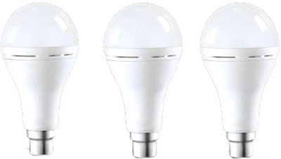 Gold Nation Rechargeable Emergency LED Bulb For Home, B22 12W (Pack 3) 3 Hr Battery backup 3 hrs Bulb Emergency Light(White)