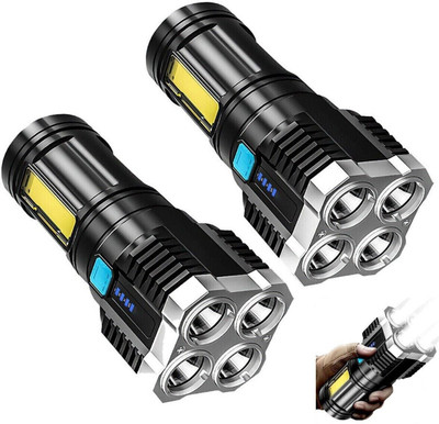 ASTOUND Outdoor Adventure Led Portable USB Rechargeable Waterproof Flashlight 3 hrs Torch Emergency Light(Black)