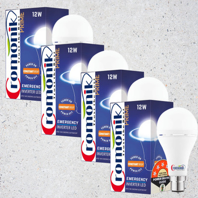 Cromonik (Pack of 4)-Long-Lasting Emergency 12W Rechargeable Bulb 4 hrs Bulb Emergency Light(White)