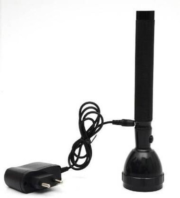 VR Bright Lite J-8990 LONG RANGE FLASHLIGHT WITH RECHARGEABLE Lantern 3 hrs Torch Emergency Light(Black)