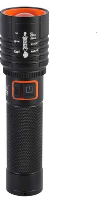UNZAG 5 Mode High Power Long Life Flashlight Rechargeable & Bulb Led Emergency 2 hrs Lantern Emergency Light(Black, Red)