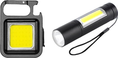 GLOWISH Mini And Portable Pocket Size Keychain Led Light with Cob Flashlight Combo 2 hrs Torch Emergency Light(Black)