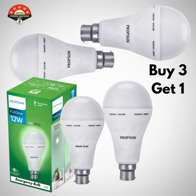 PROPSUN 12 W Inverter Round B22 Inverter Bulb(White, Pack of 4)