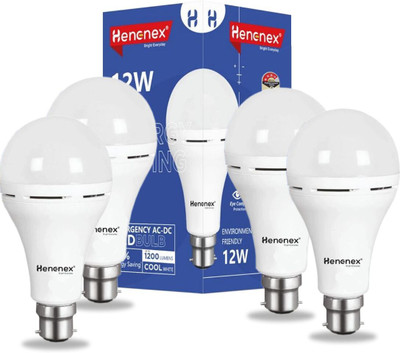 Henonex 12W LED Bulb with User-Friendly Design|Pck of 4 4 hrs Bulb Emergency Light(White)