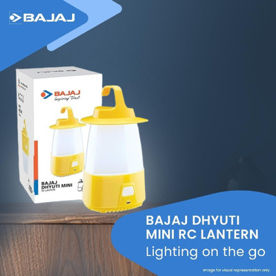 BAJAJ Rechargeable Dhyuti Mini RC Lantern [ 2000mAh Li-ion Battery ] Full Power : 6 hrs Lantern Emergency Light(Yellow)
