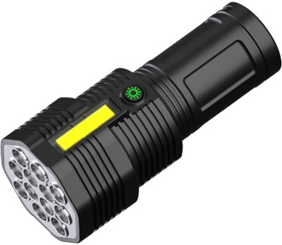 Xydrozen USB Charged Waterproof 12*LED+COB Flashlight- Black Torch(Black, 15.5 cm, Rechargeable)