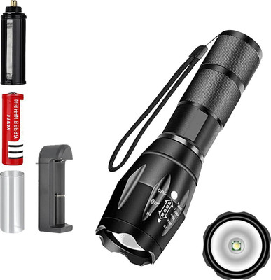 CICASTO Flashlight Zoomable Waterproof Portable Outdoor Camping Bike Light 5 hrs Torch Emergency Light(Black)