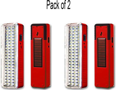 Smuf Pack of 2 60 SMD and Solar Charging Multicolor 8 hrs Lantern Emergency Light(Multicolor)