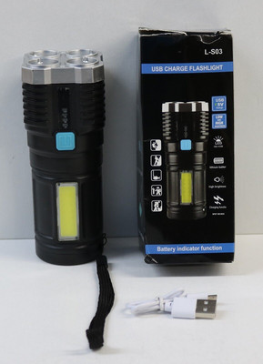 Xydrozen Built-in Charging Work Light Flashlight 3 hrs Torch Emergency Light(Black)