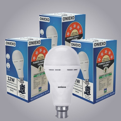 ONIEXO Pack of 3-Automatic Rechargeable 12W LED Bulb for Convenient Emergency Lighting 4 hrs Bulb Emergency Light(White)
