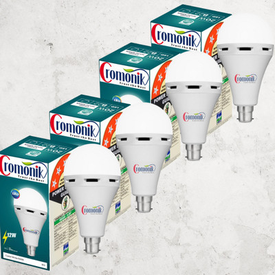 Cromonik Pack of 4-Rechargeable 12W LED Bulb with High-End Durability 4 hrs Bulb Emergency Light(White)