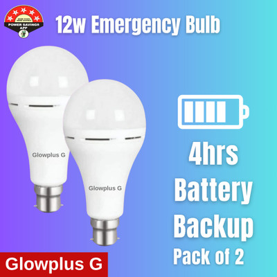 Glowplus G Must-Have 12W Bulb Pack of 2 – Backup Lighting 3 hrs Bulb Emergency Light(White)