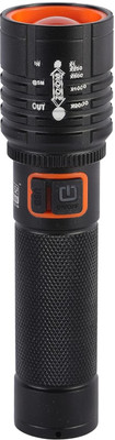 AKR Long Range Rechargeable ZOOMABLE METAL TORCH)5 Modes Flashlight, Super Bright 4 hrs Torch Emergency Light(Black)