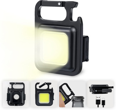 KAVANA Rechargeable Portable Mini COB Flashlights (Pack Of 1) 4 hrs Torch Emergency Light(Black)