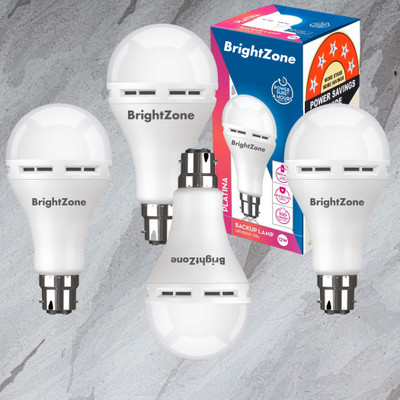 Brightzone 12 W Inverter Round B22 Inverter Bulb(White, Pack of 4)
