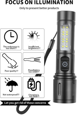 TANSHA Light Emergency Portable LED Work Light with Hook Camping Tent 3 hrs Torch Emergency Light(Black)